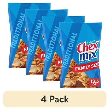 (4 pack) Chex Mix Traditional Savory Snack Mix, Snacks, Family Size, 13.5 oz