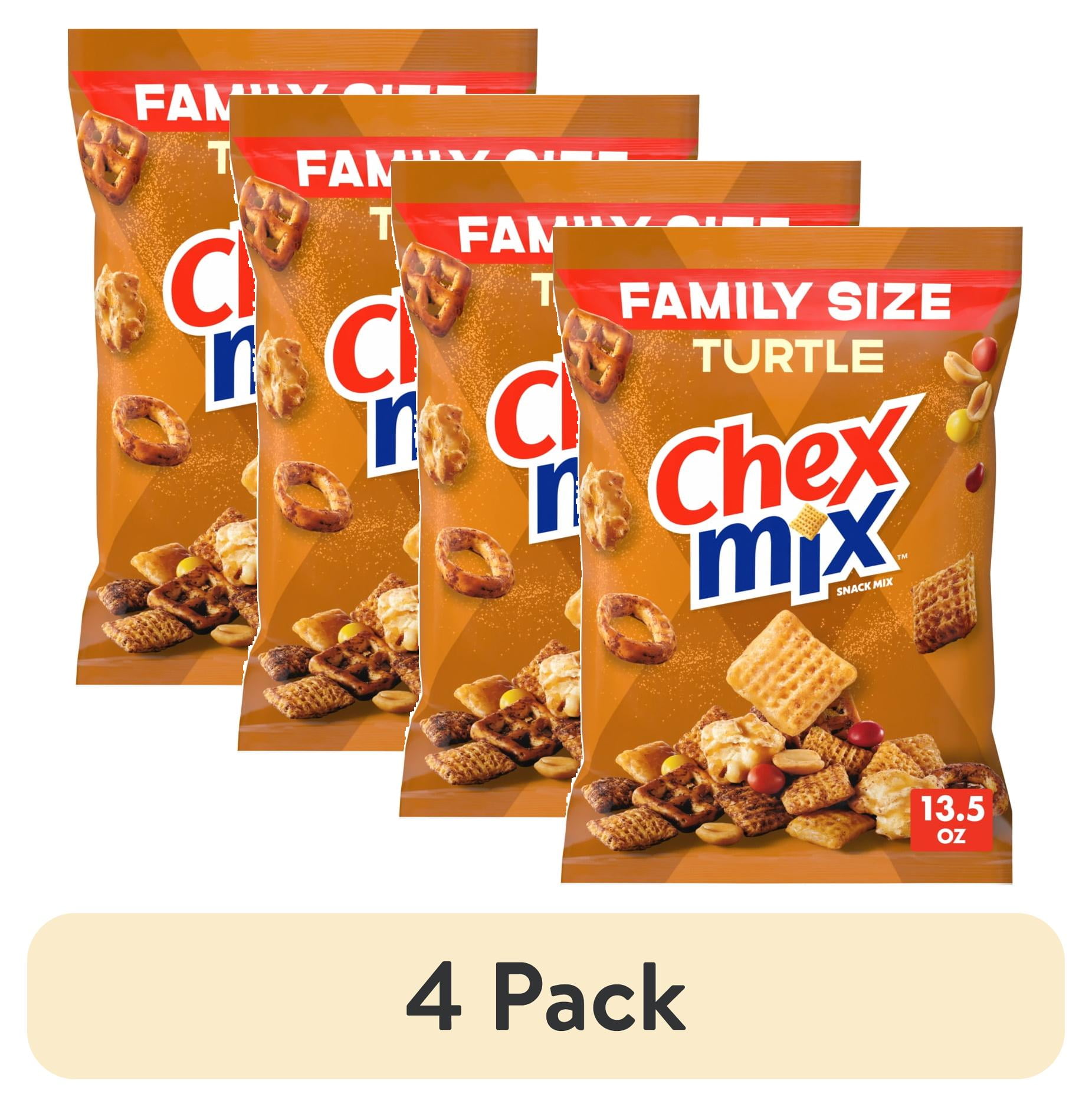 (4 pack) Chex Mix Turtle Snack Mix, Indulgent Snacks, Family Size, 13.5 ...