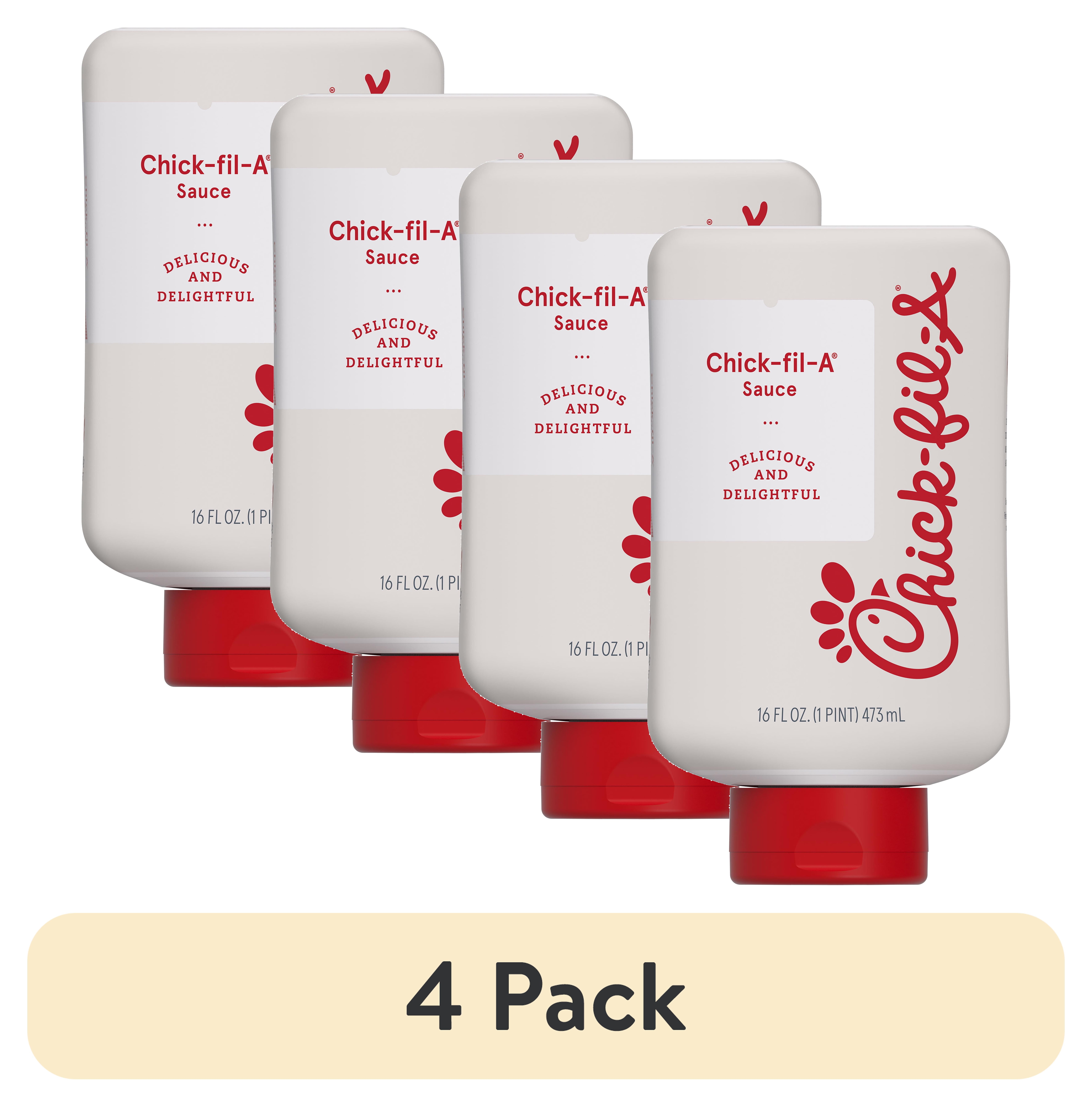 (4 pack) Chick-fil-A Dipping Sauce, 16 fl oz Squeeze Bottle