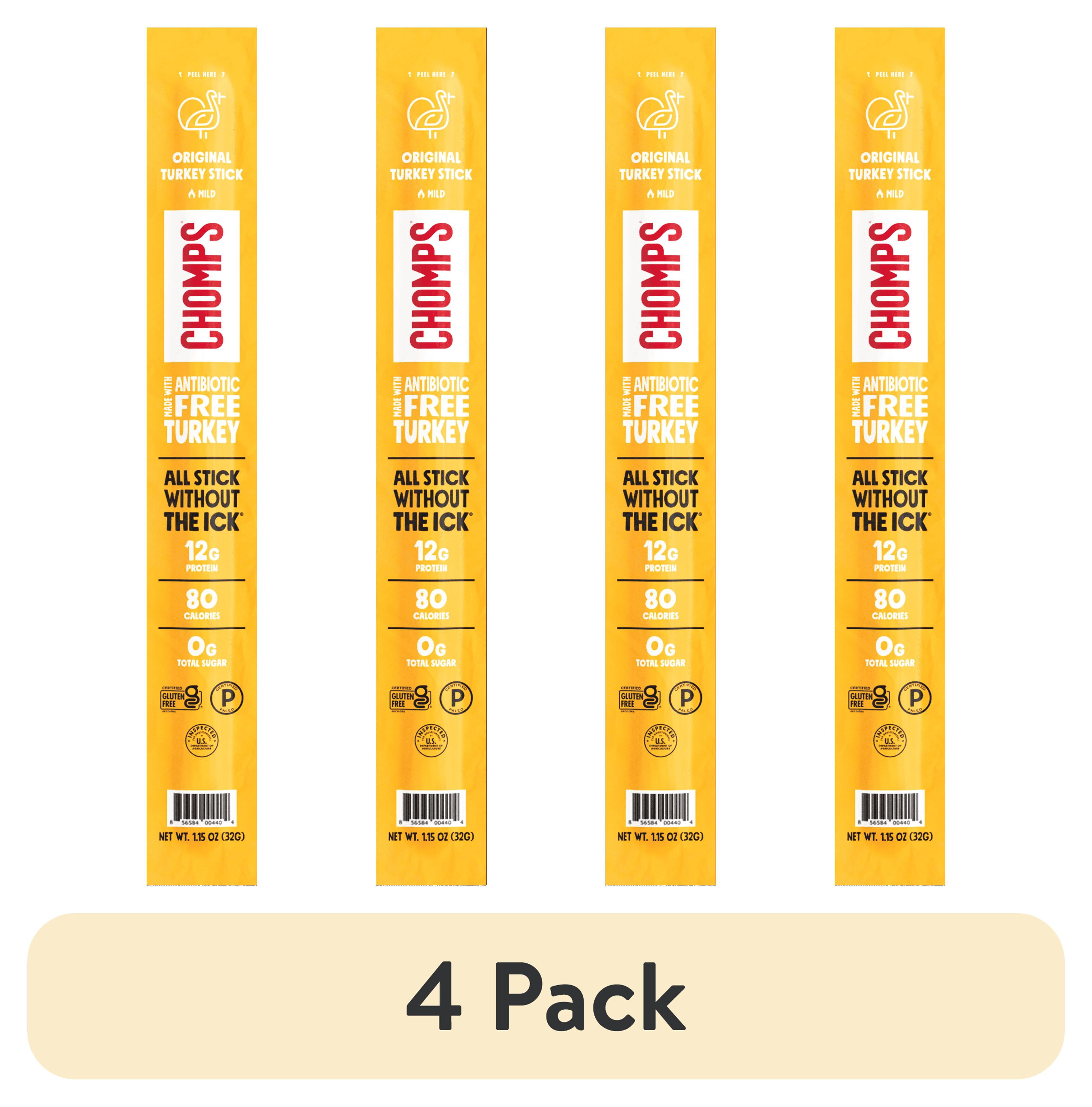 (4 pack) Chomps Original Turkey Jerky Meat Snack Stick (1.15oz Stick)