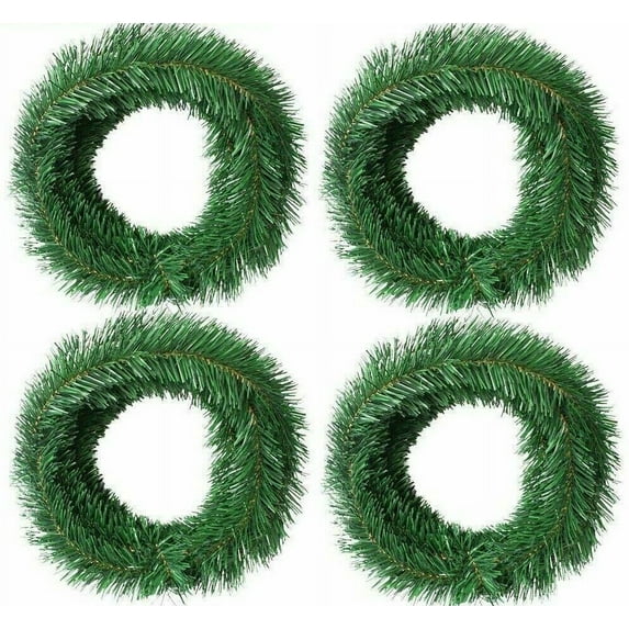4 pack Christmas House 15 ft each ( 60 feet total )  Wired Green Pine Garland Decoration Indoor/Outdoor for Holiday Wedding Party Festival Decor