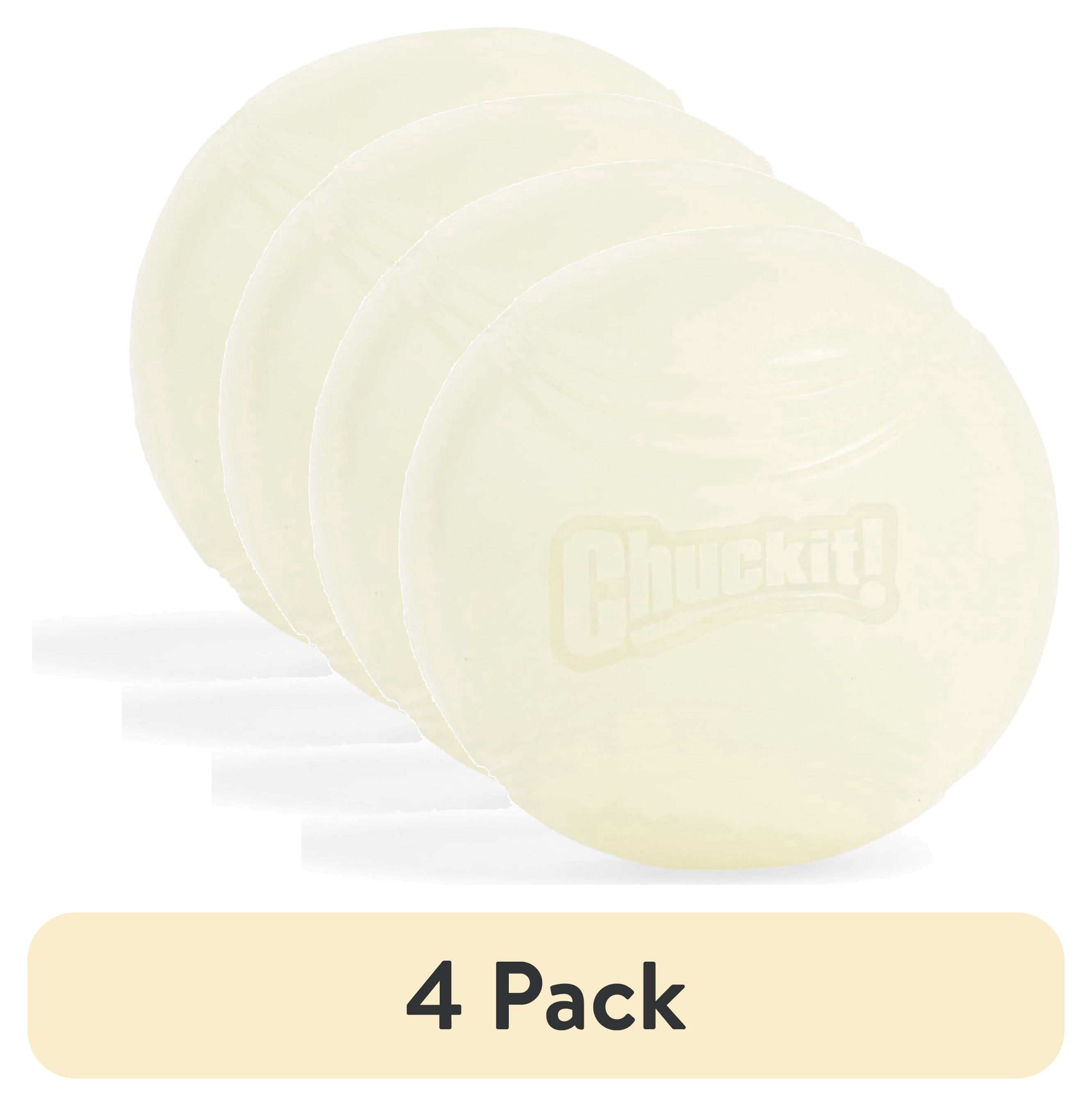 (4 pack) Chuckit! Max Glow Dog Ball Rubber Fetch Toy For Dogs, Large 3", For Breeds 60-100 lb, Pack of 1, Glow in the Dark