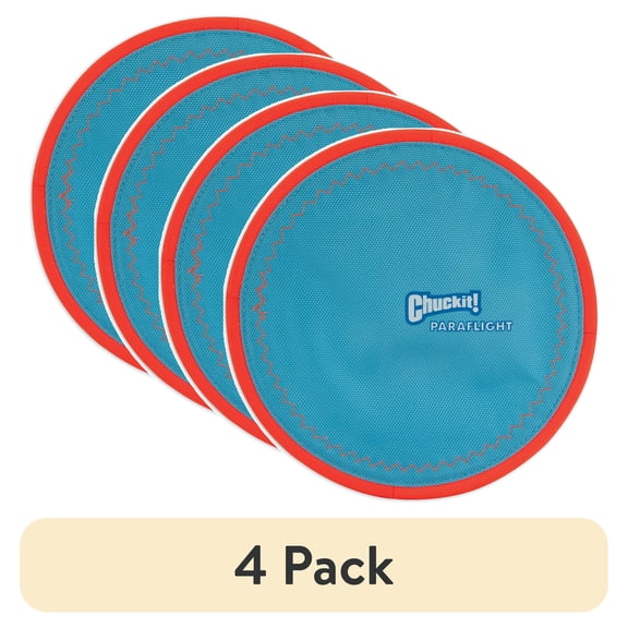 (4 pack) Chuckit! Paraflight Flying Disc Nylon Frisbee Dog Toy for Pools, Beach Waterplay, Large 10.25" for Dogs 60-100 lb, Multicolor