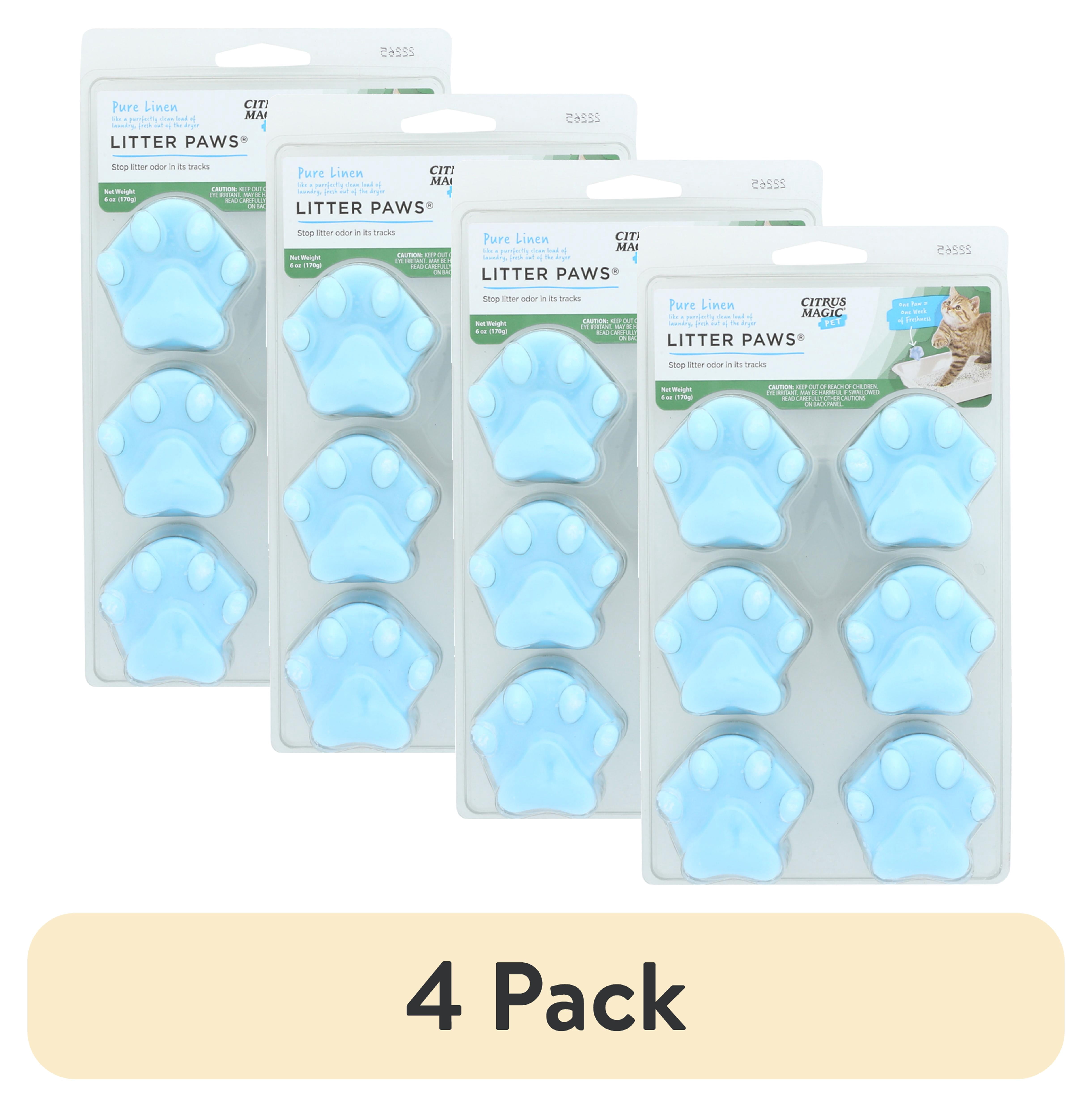 (4 pack) Citrus Magic Pet Fresh Linen Cat Litter Odor Control Paws, 6 oz