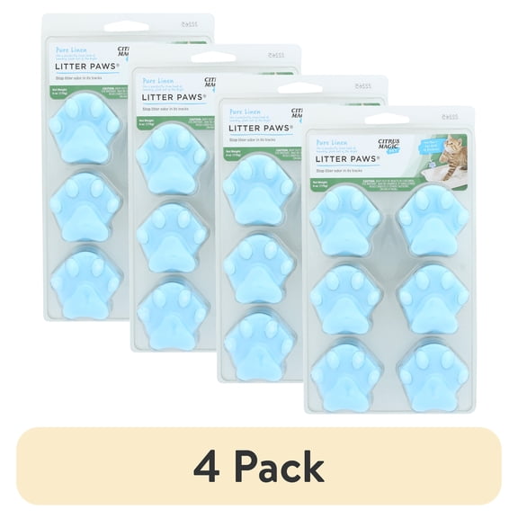 (4 pack) Citrus Magic Pet Fresh Linen Cat Litter Odor Control Paws, 6 oz
