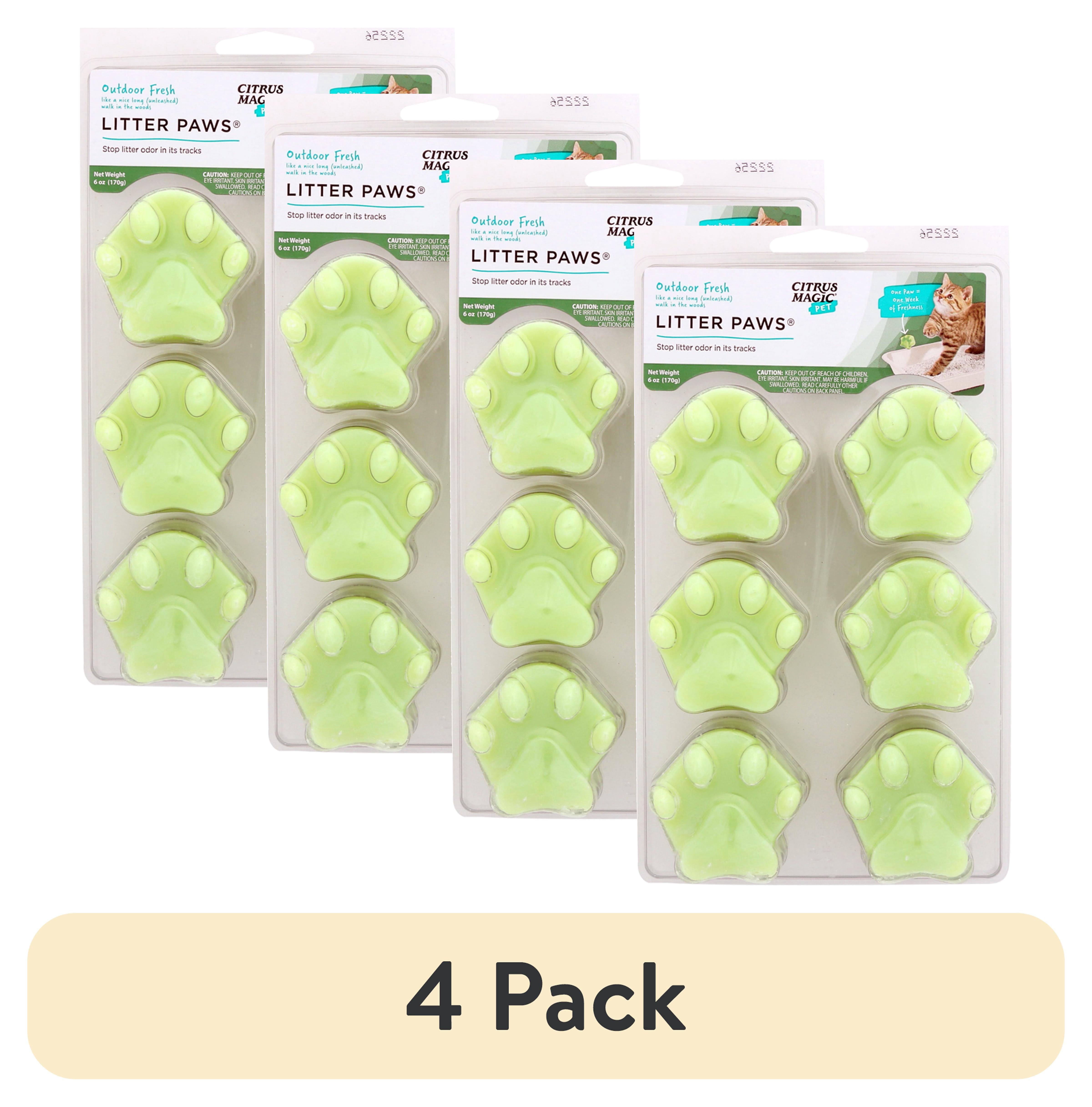 (4 pack) Citrus Magic Pet Odor Control Litter Paws, Outdoor Fresh Scent, 6-Count