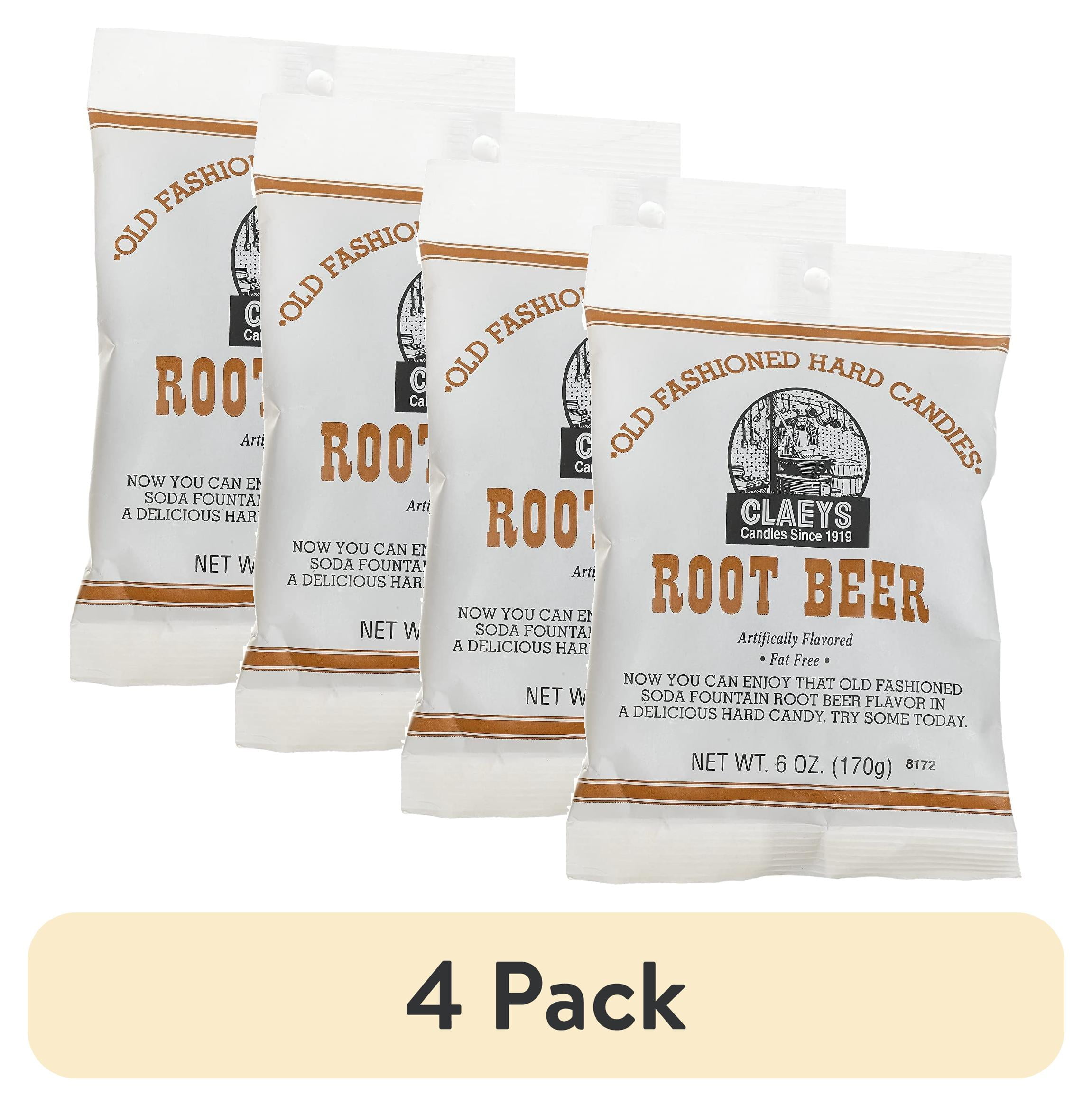(4 pack) Claeys, Old Fashioned Hard Candy Root Beer, 6 oz