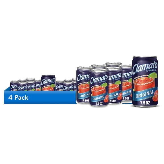 (4 pack) Clamato Original Tomato Cocktail, 7.5 fl oz, 6 Pack Cans