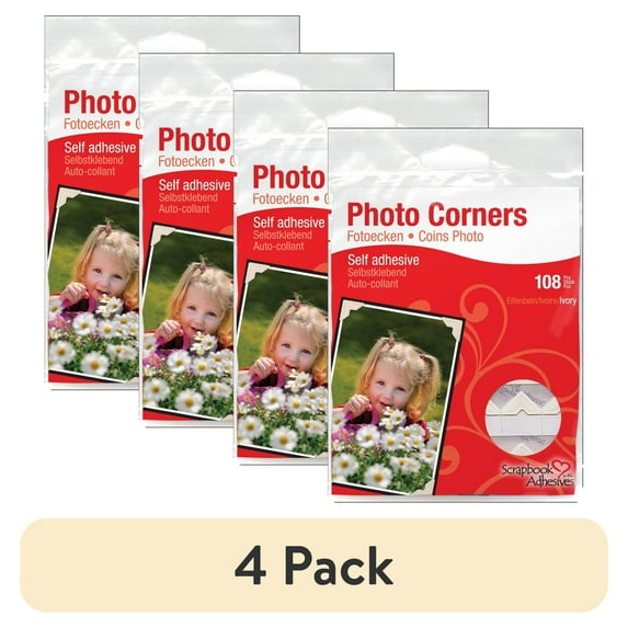 (4 pack) Classic Paper Self-Adhesive Photo Corners .5 Inch 108/Pkg-Ivory