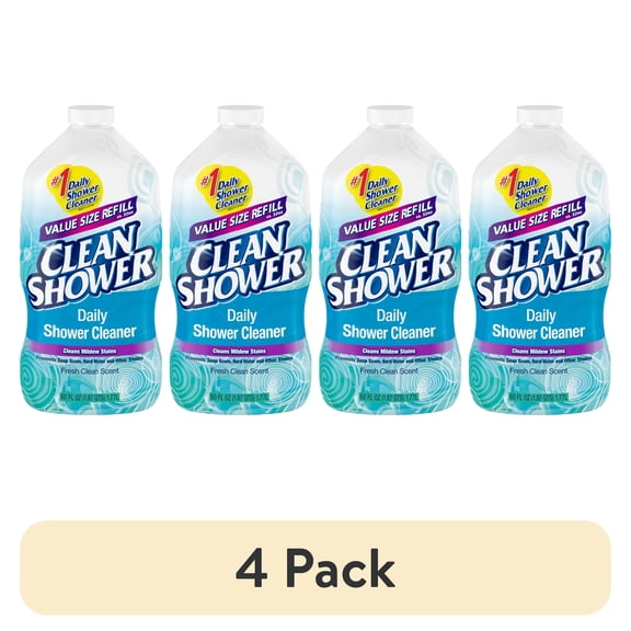 (4 pack) Clean Shower Daily Shower Cleaner Refill, Fresh Clean Scent 60 Fl Oz