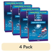 4 pack Clear Care Cleaning & Disinfecting Contact Lens Solution with Lens Case, 12 fl oz, Twin Pack