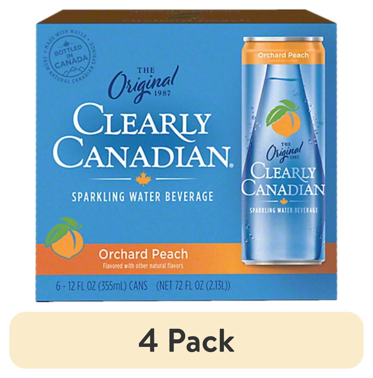 4 pack) Clearly Canadian Orchard Peach Sparkling Water 6 Pack