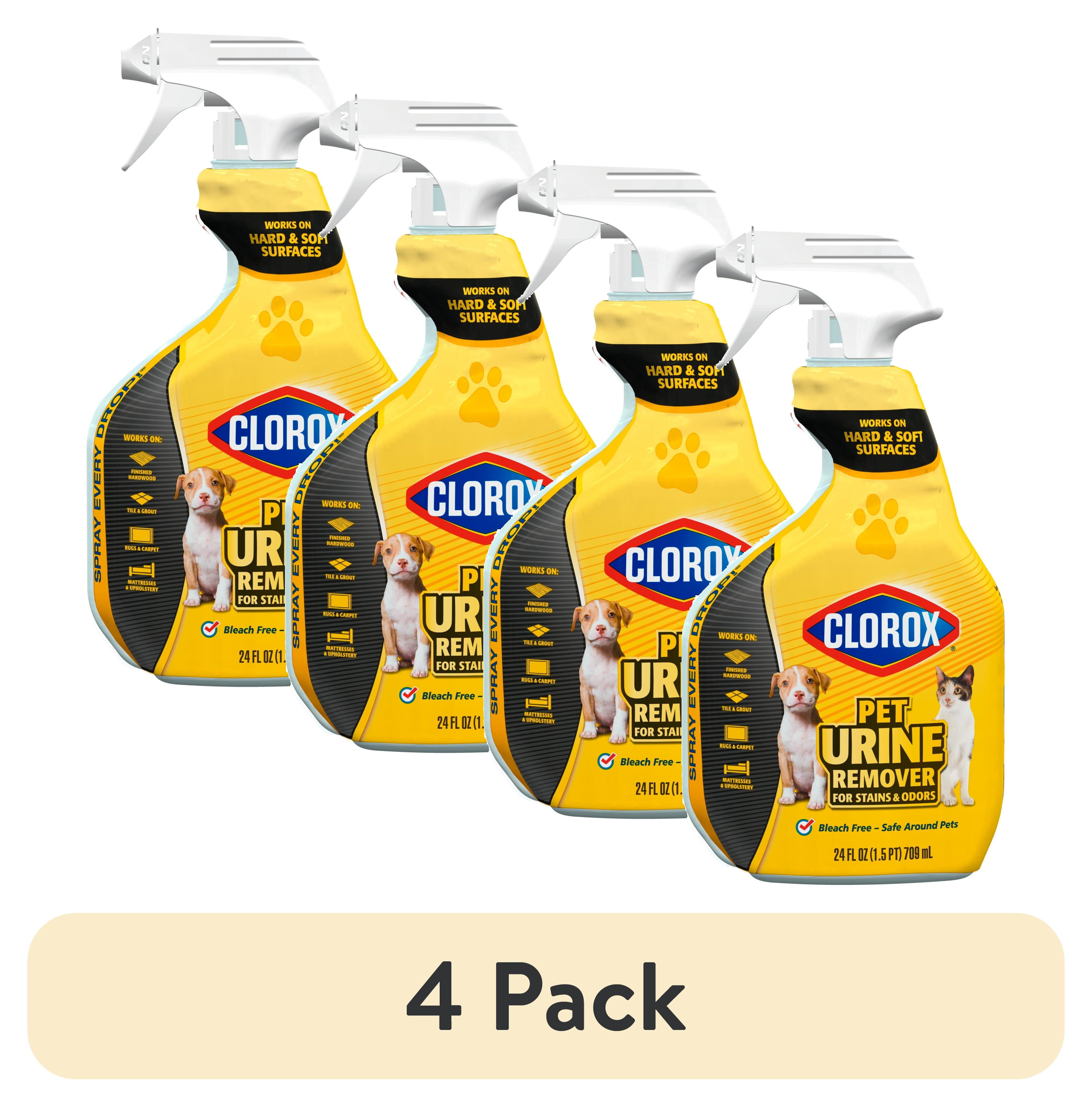(4 pack) Clorox Pet Carpet Stain Remover for Urine Stains and Odors, 24 fl oz