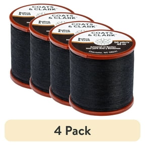 (4 pack) Coats & Clark Black Cotton Polyester Thread, 50 Yards for Buttons and Crafts