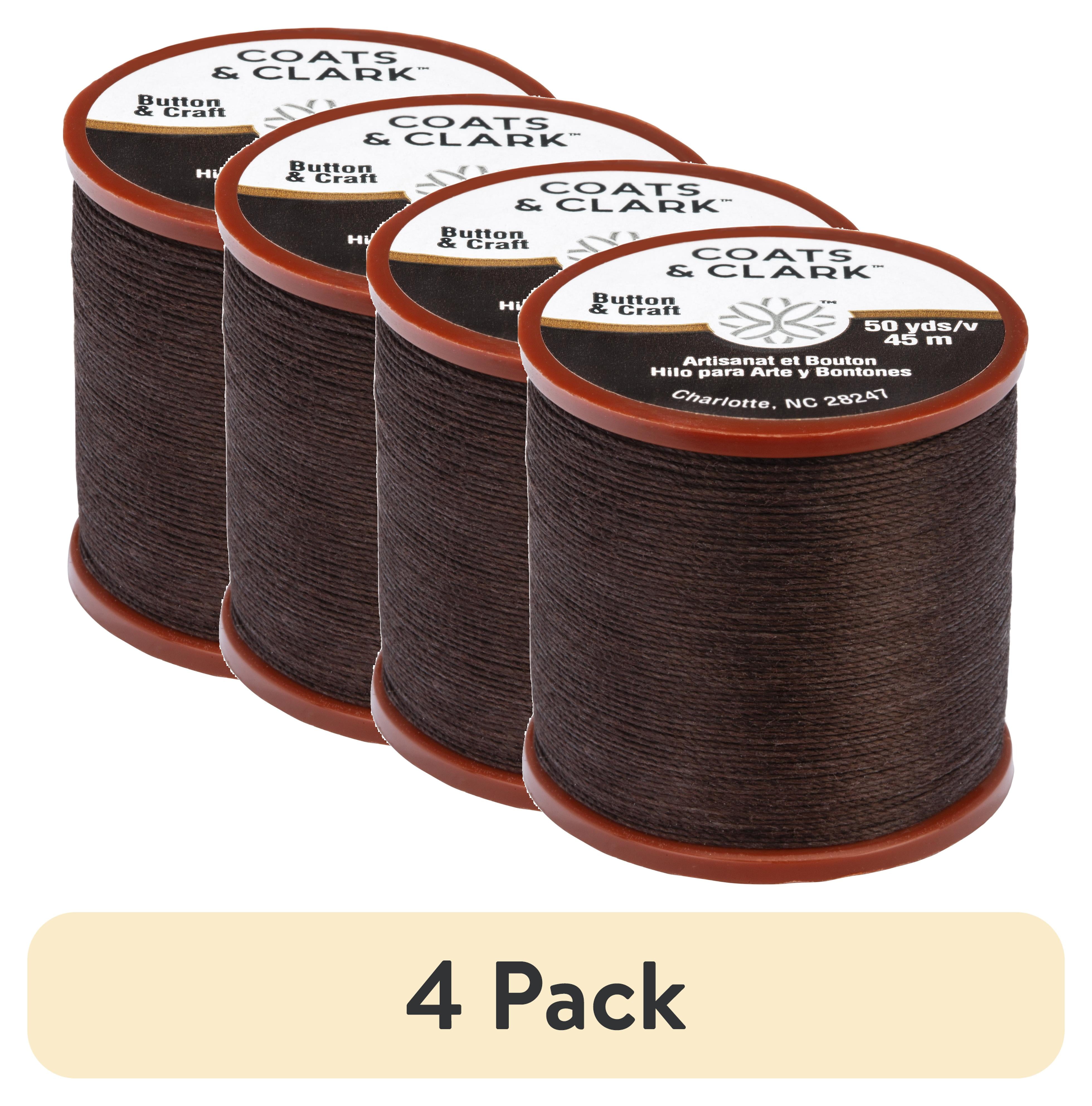 (4 pack) Coats & Clark Dual Duty Plus Button & Craft Thread, 50 yards/45 meters, Chona Brown.