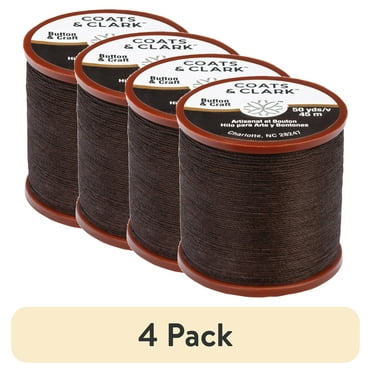 (4 pack) Coats & Clark Dual Duty Plus Button & Craft Thread, 50 yards/45 meters, Chona Brown.