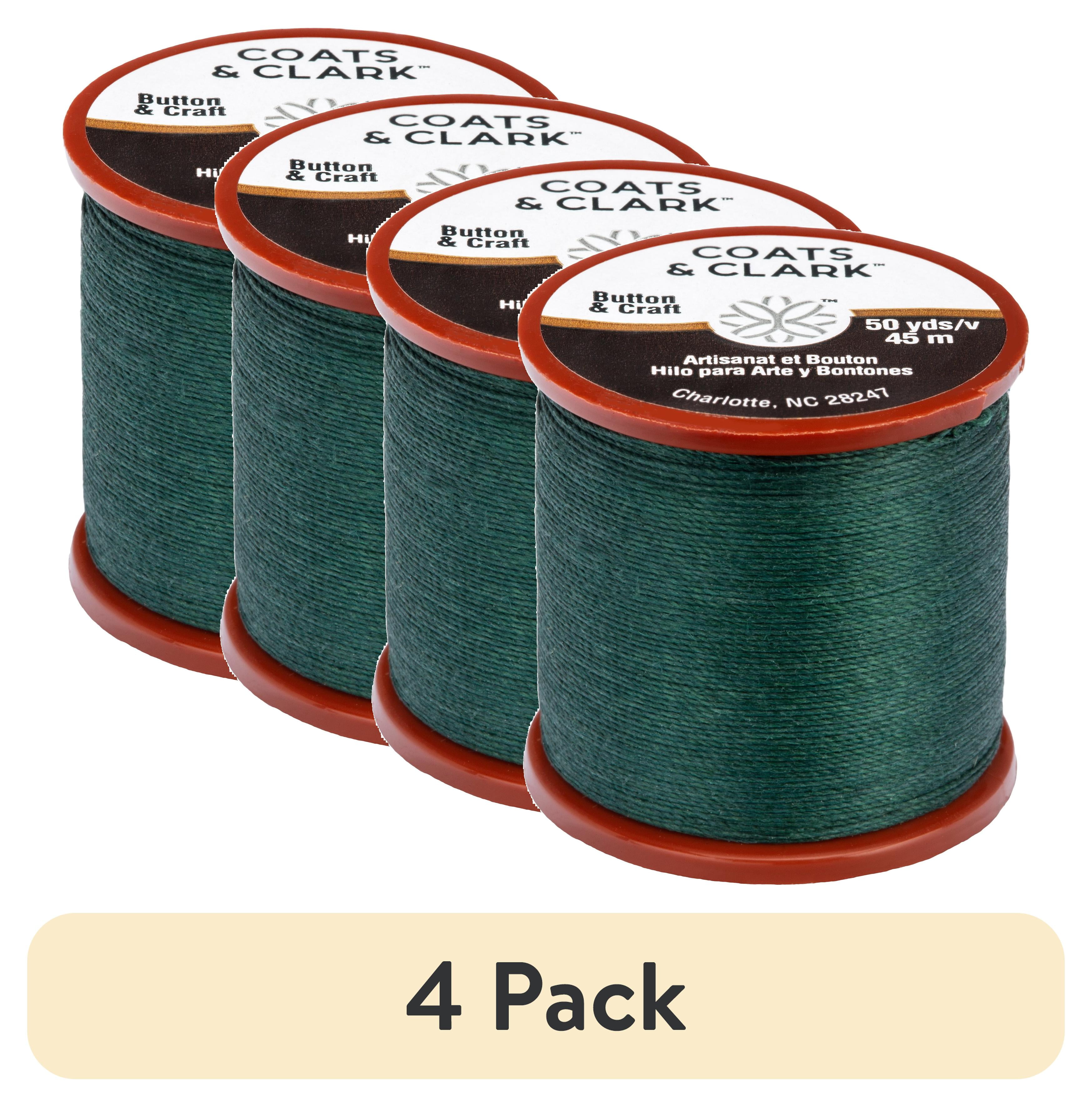 (4 pack) Coats & Clark Dual Duty Plus Button & Craft Thread, 50 yards/45 meters, Forest Green.