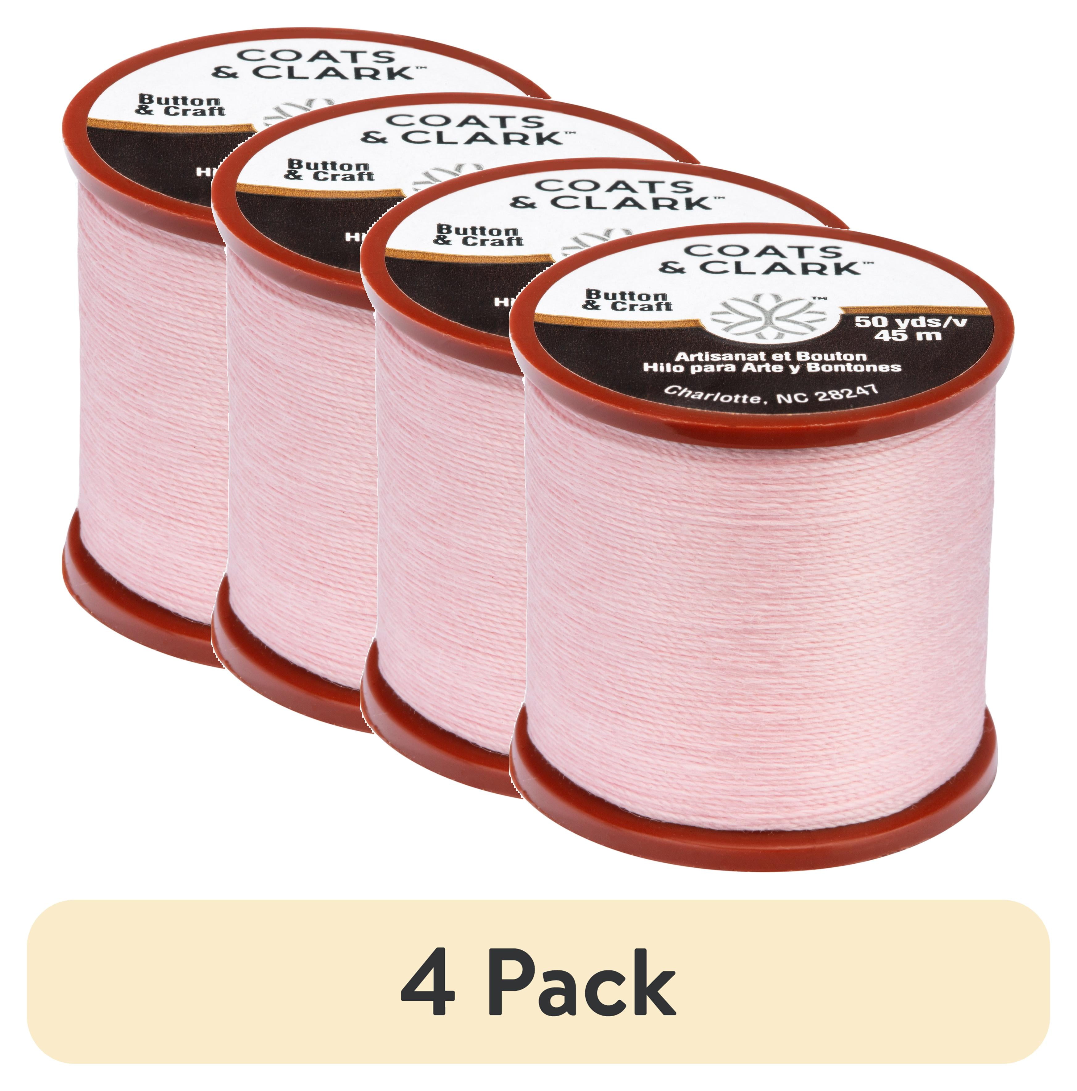 (4 pack) Coats & Clark Dual Duty Plus Button & Craft Thread, 50 yards/45 meters, Light Pink .