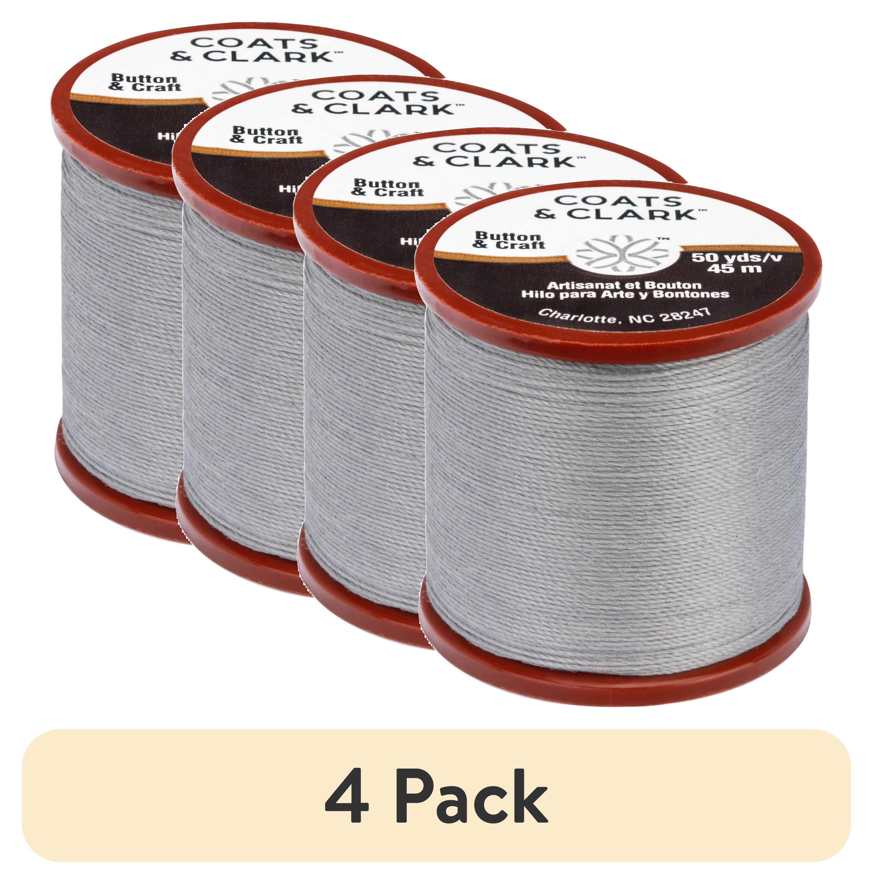 (4 pack) Coats & Clark Dual Duty Plus Button & Craft Thread, 50 yards/45 meters, Nugrey.
