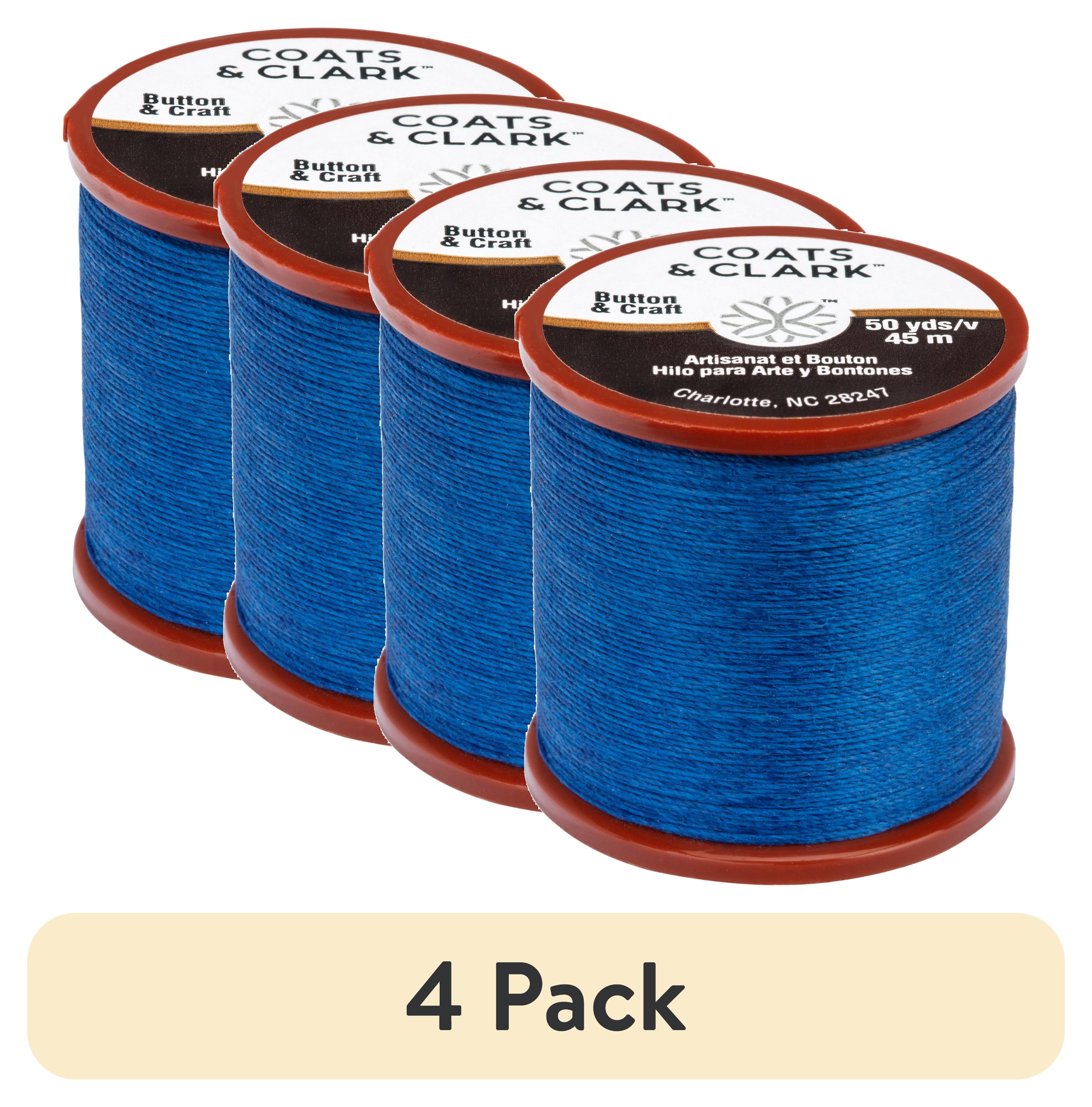 (4 pack) Coats & Clark Dual Duty Plus Button & Craft Thread, 50 yards/45 meters, Yale Blue.