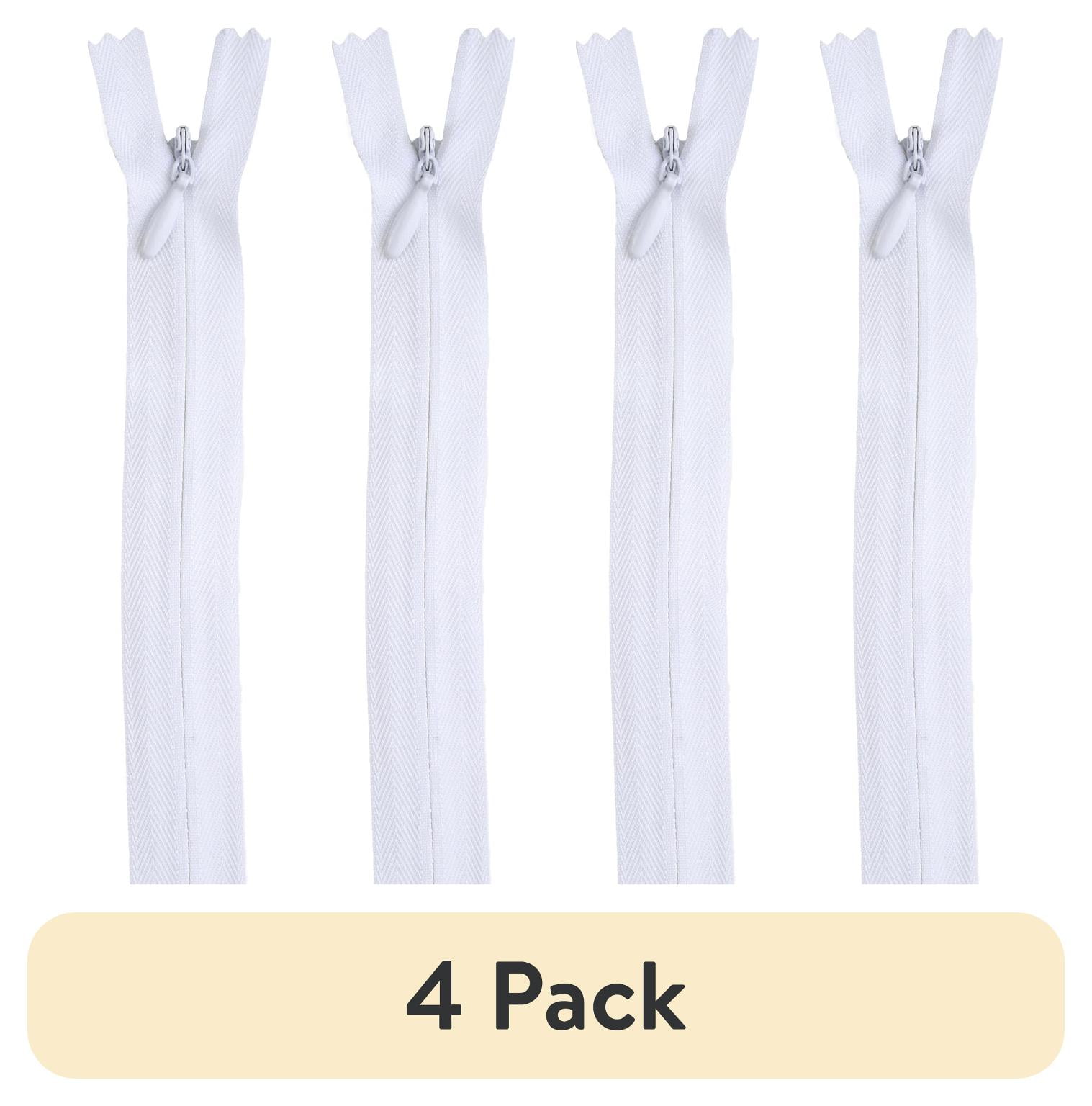 (4 pack) Coats & Clark Polyester 14" All Purpose White Sewing Zipper, 1 Each