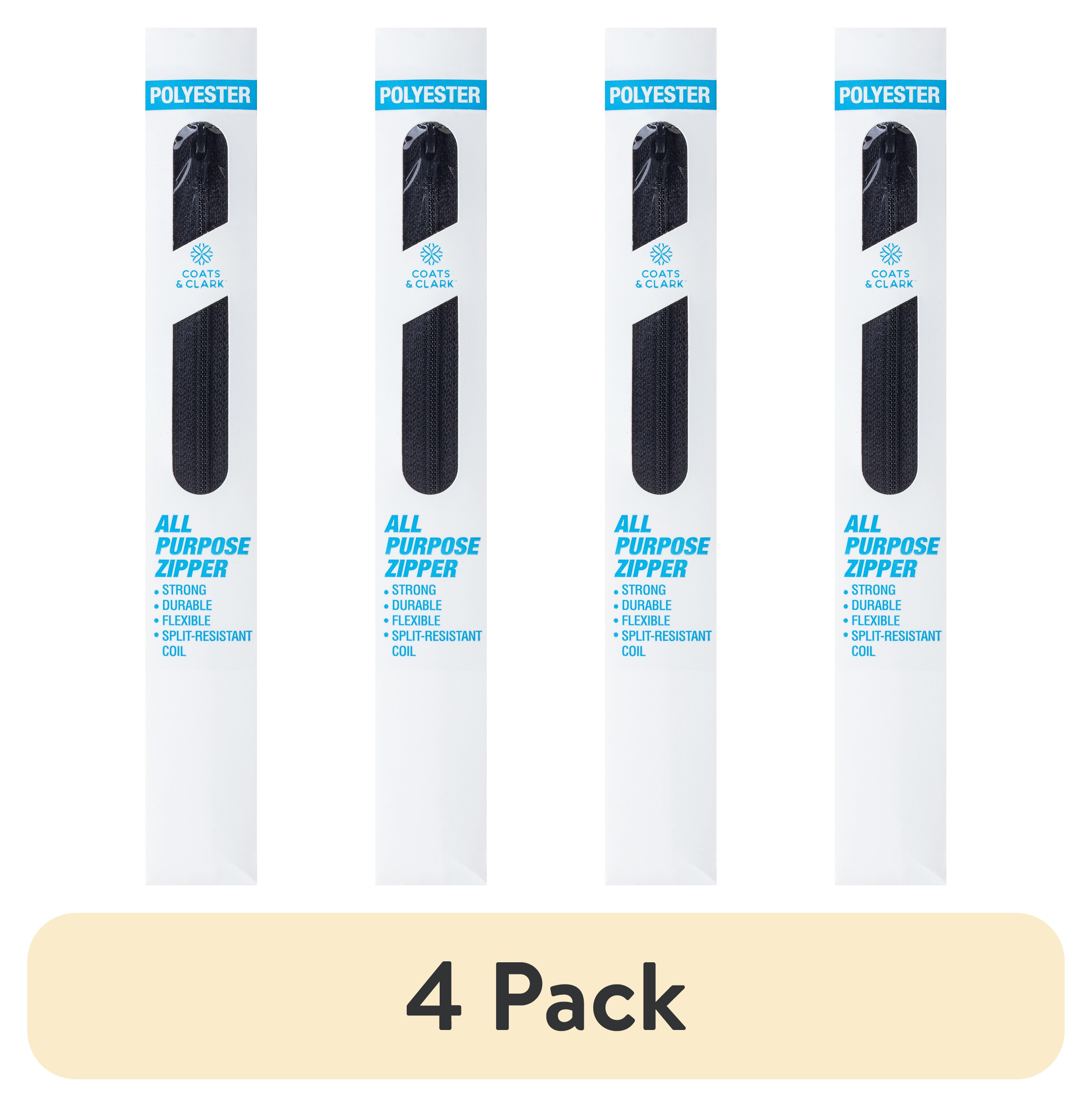 (4 pack) Coats & Clark Polyester 18" All Purpose Black Zipper, 1 Each