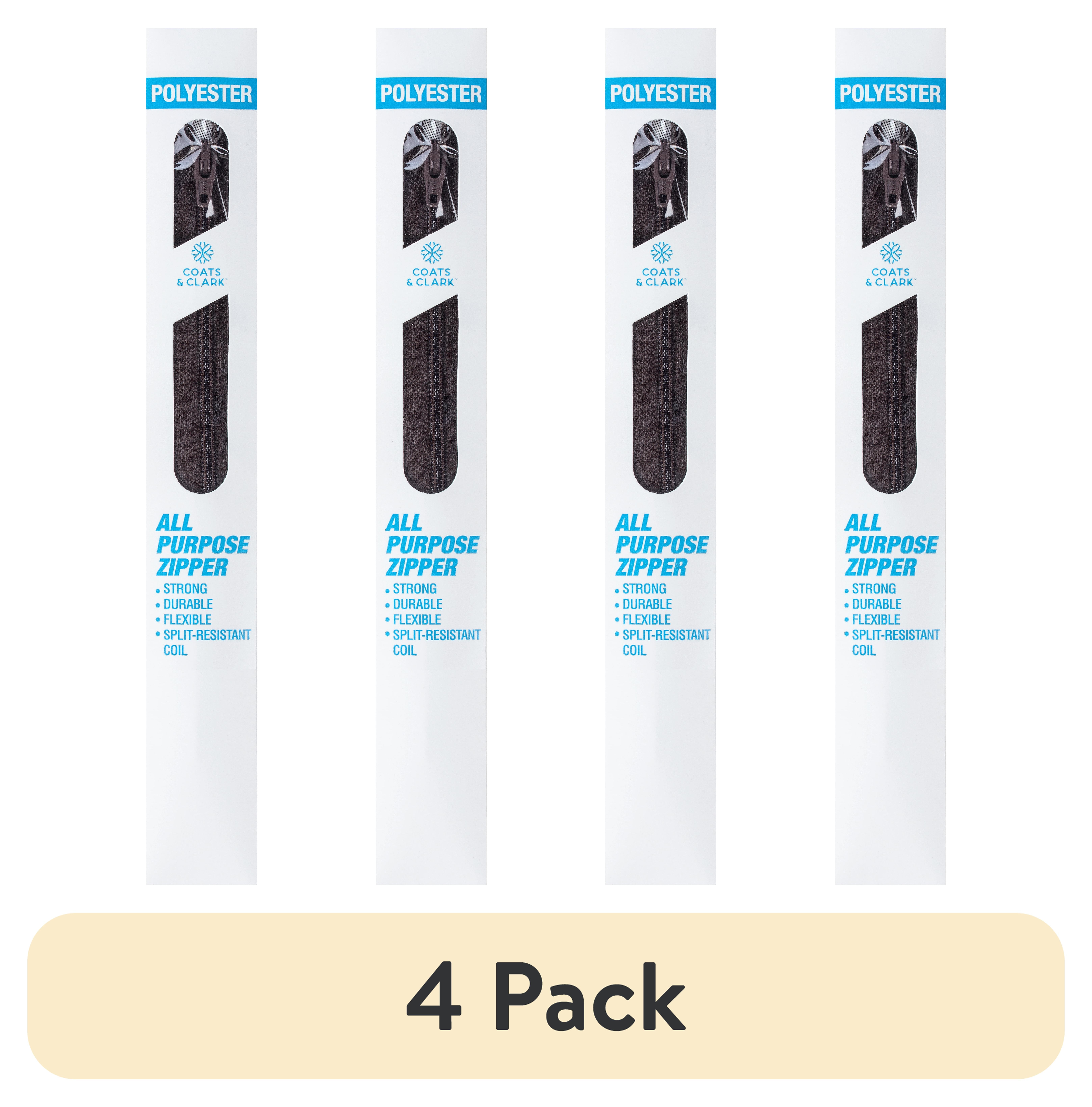 (4 pack) Coats & Clark Polyester 7" All-Purpose Cloister Brown Sewing Zipper, 1 Each