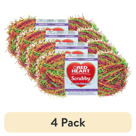 (4 pack) Red Heart Scrubby Yarn-Tropical