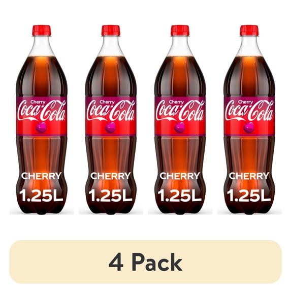 (4 pack) Coca-Cola Cherry Soda Pop Bottle, 1.25 Liters
