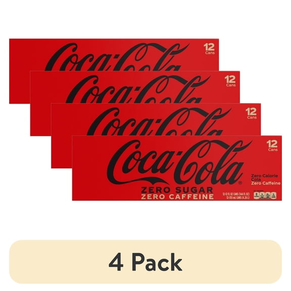 (4 pack) Coca-Cola Zero Calorie Caffeine Free Coke 12 oz Cans - 12 oz (Pack of 1)