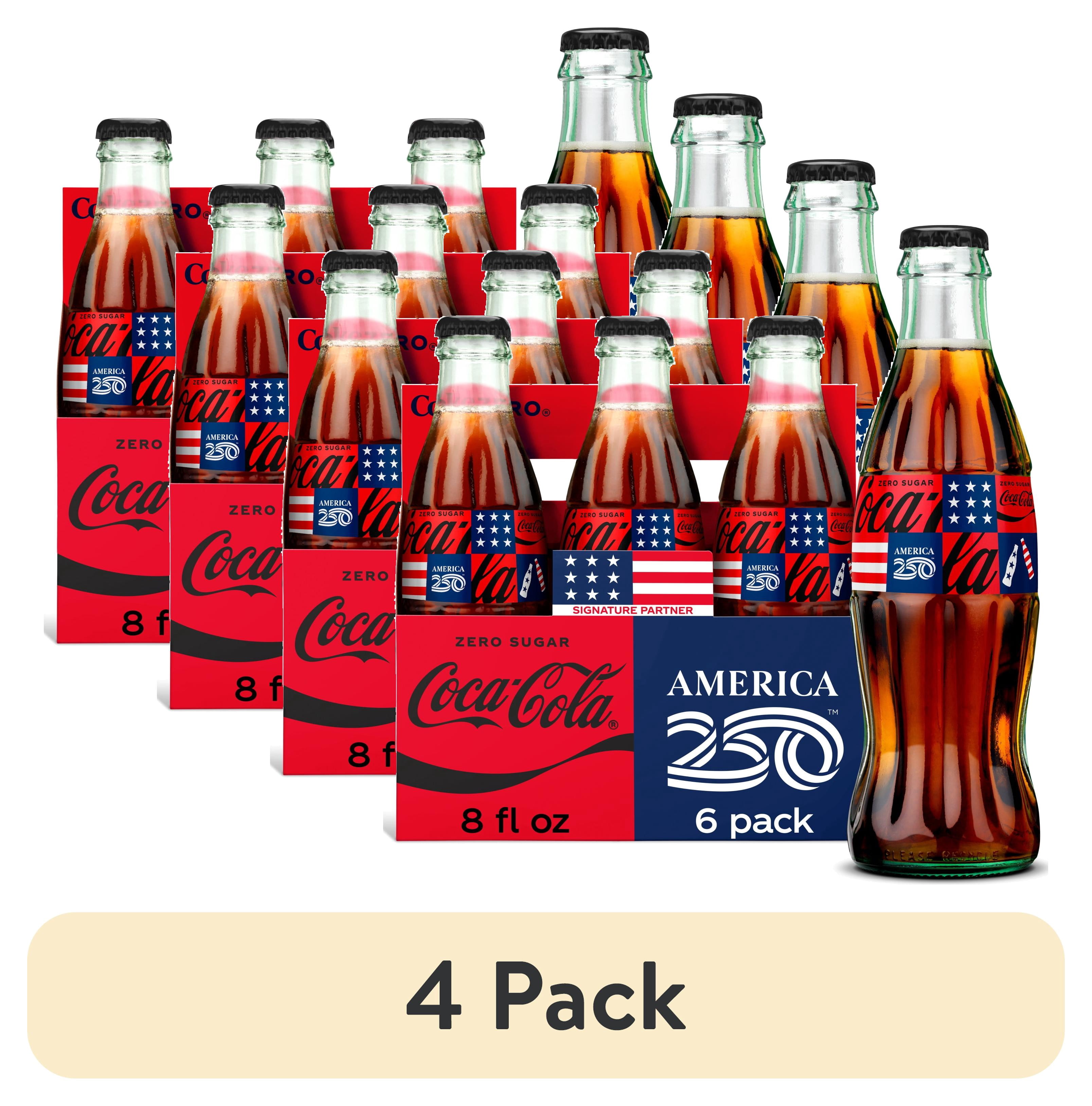 Coca-Cola Zero Sugar Soda Pop Glass Bottles, 8 fl oz, 6 Pack