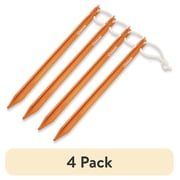 (4 pack) Coghlan's 9" Ultralight Tent Pegs 0.5 oz (14g), Anodized Aluminum, With Easy Pull Nylon Cord For Camping and Backpacking