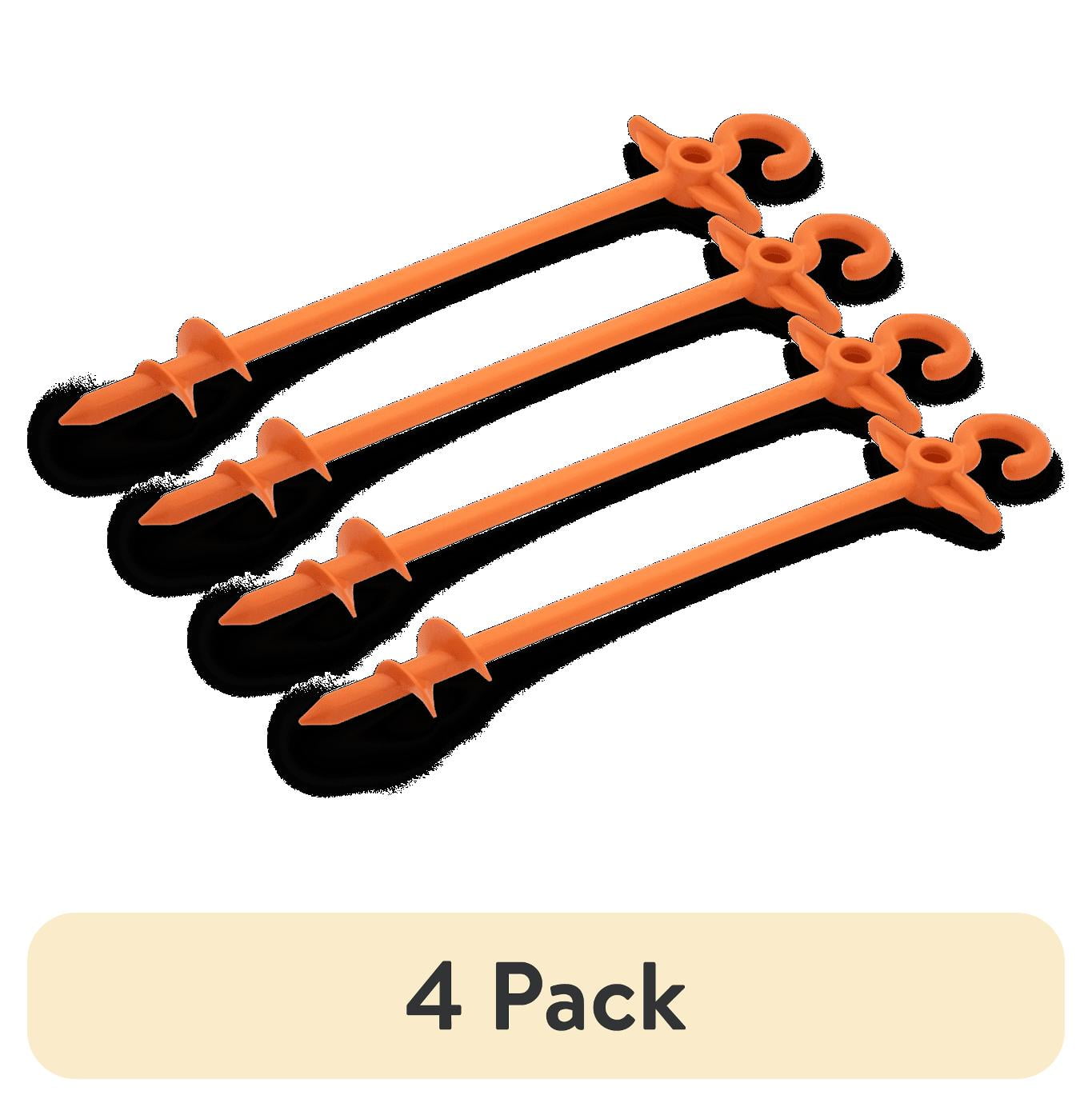(4 pack) Coghlan's Twist Anchor, 12.6" Length, Orange Polypropylene Material, Ideal for Soft Soil or Sand