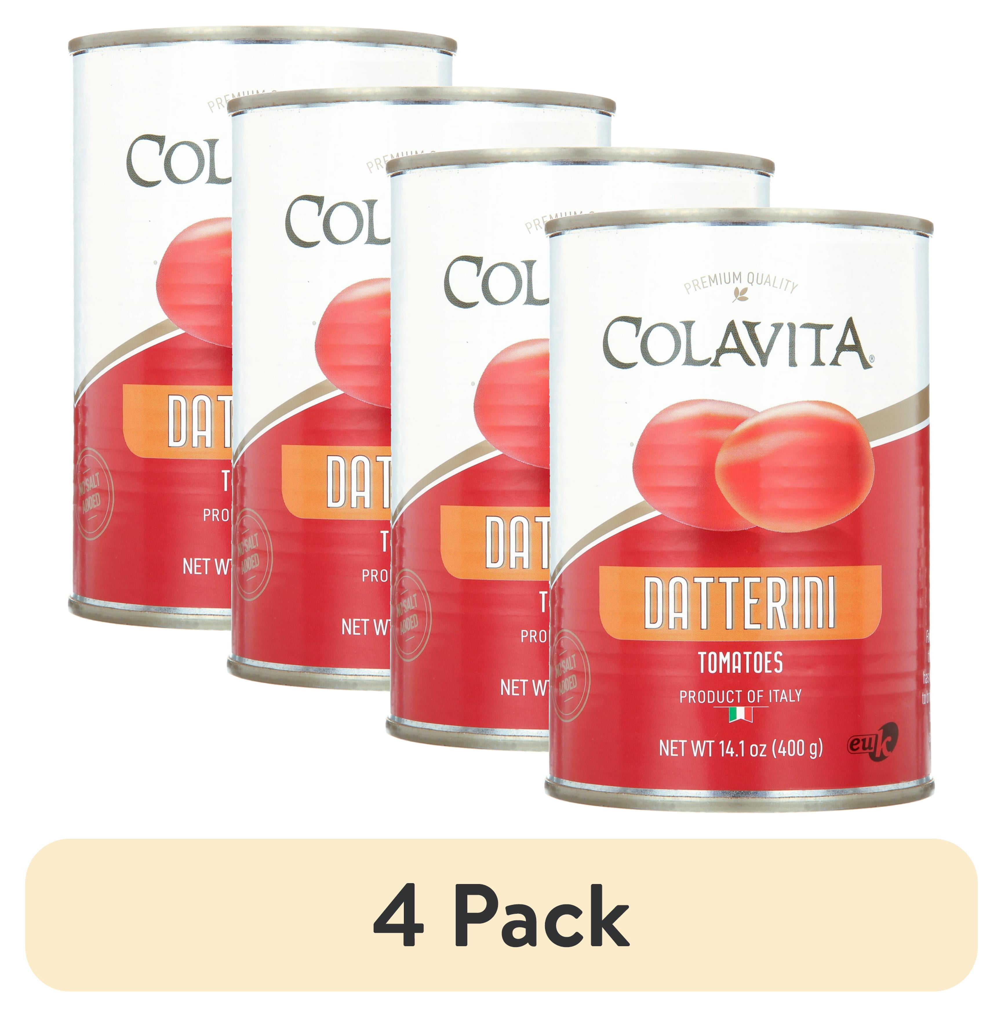 (4 pack) Colavita Datterini Canned Tomatoes - Imported from Italy - No Salt Added, All Natural, No Added Preservatives, 14.1 oz Can