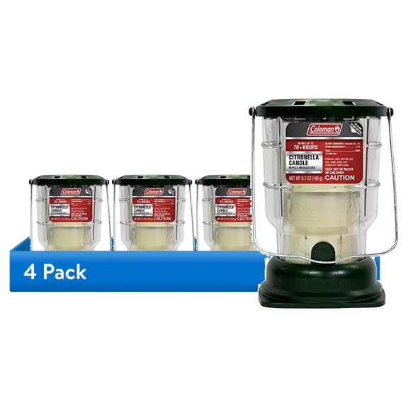 (4 pack) Coleman Citronella Candle Outdoor Lantern - 70+ Hours, 6.7 Ounce