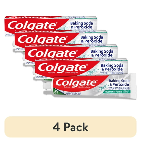 (4 pack) Colgate Baking Soda and Peroxide Whitening Toothpaste Gel, Frosty Mint, 6 oz Tube
