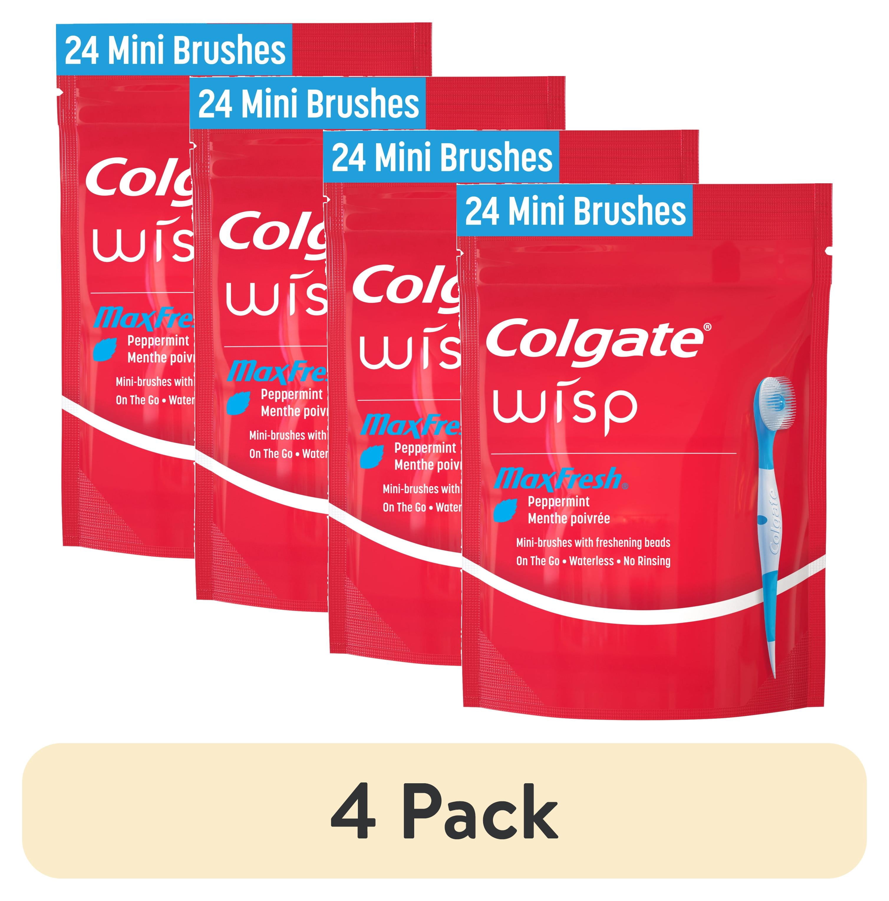 (4 pack) Colgate Max Fresh Wisp Disposable Travel Toothbrushes, Mini Toothbrush, Peppermint, 24 Count