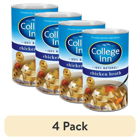 (4 pack) College Inn 99% Fat Free Chicken Broth, 48 oz Can, Ready to Serve, Shelf Stable/Ambient