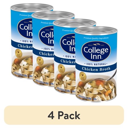 (4 pack) College Inn 99% Fat Free Chicken Broth, 48 oz Can, Ready to Serve, Shelf Stable/Ambient