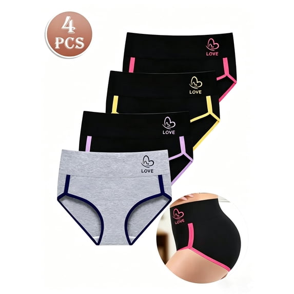 4 pack Color Block Underwear for Women Comfy High Rise Hipster ...