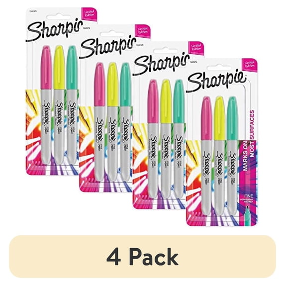(4 pack) Color Burst Assorted Permanent Markers Fine 3/Pkg