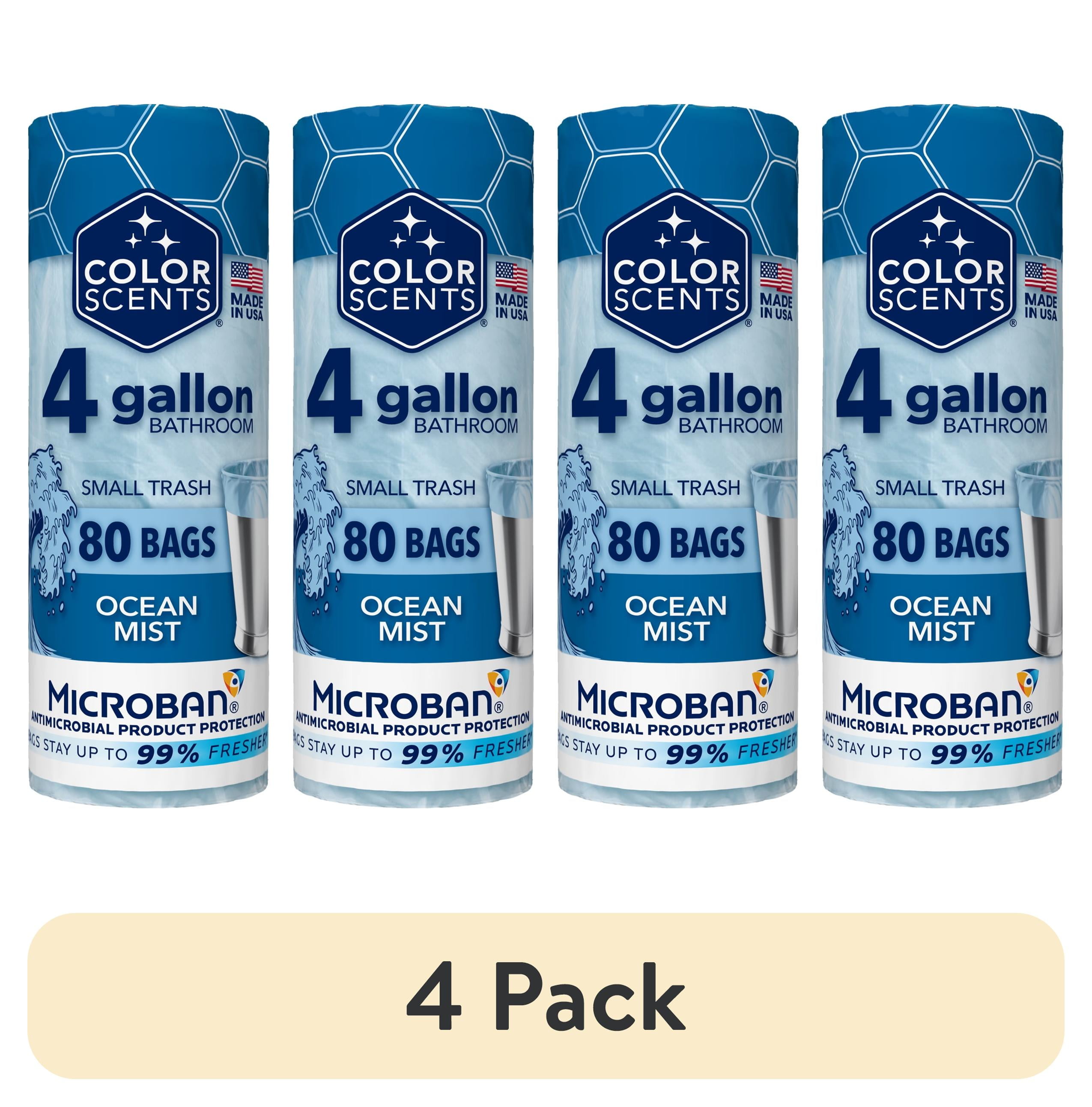(4 pack) Color Scents 4-Gallon Small Twist Tie Trash Bags, Ocean Mist ...
