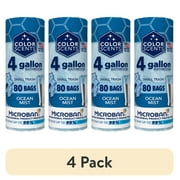 (4 pack) Color Scents 4-Gallon Small Twist Tie Trash Bags, Ocean Mist Scent with Microban, 80 Bags