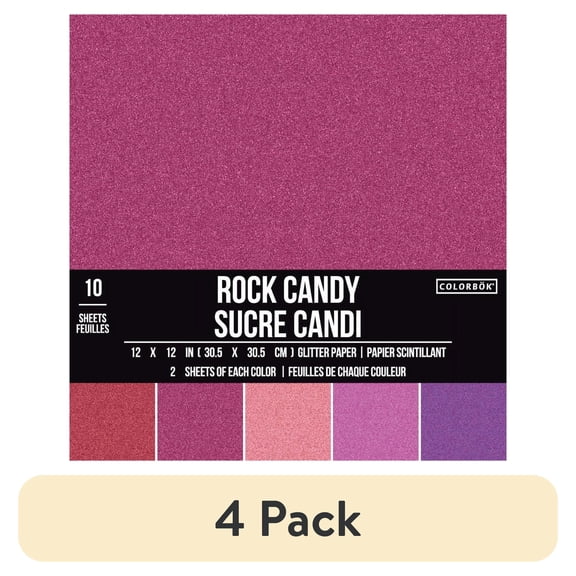 (4 pack) Colorbök Rock Candy Multicolor Glitter Cardstock, 12"x12", 141 lb./210 Gsm