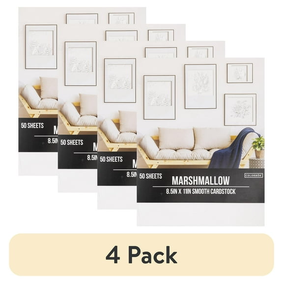 (4 pack) Colorbok Marshmallow White Smooth Cardstock Pad, 8.5"x11", 108 lb./160 GSM, 50 Sheets