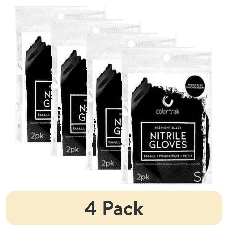 (4 pack) Colortrak Latex Free Nitrile Disposable Gloves Box, Small, Black, 2 Pack