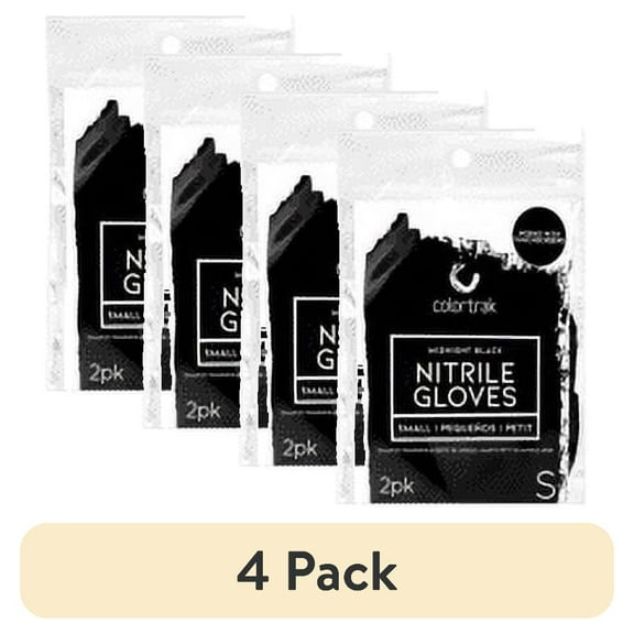 (4 pack) Colortrak Latex Free Nitrile Disposable Gloves Box, Small, Black, 2 Pack
