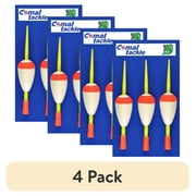 (4 pack) Comal Teardrop Cap Stick Fishing Bobbers, Red & White, 1.62-Inch, 3-Pack