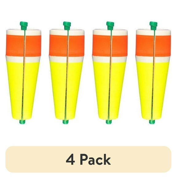 (4 pack) Comal Weighted Popping Fishing Float, Red/Yellow, 4-inch