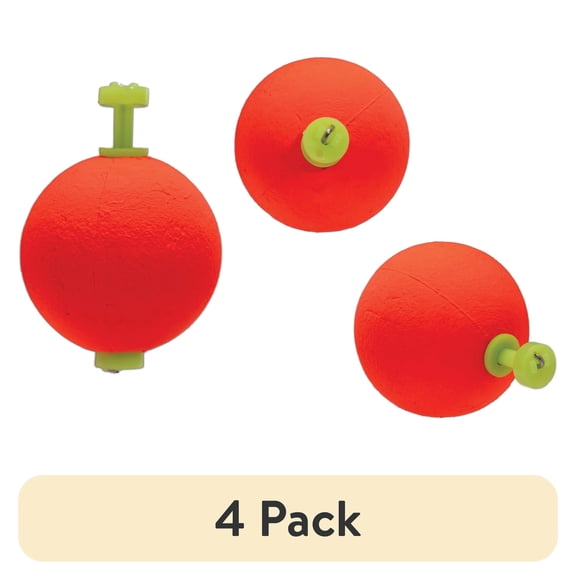 (4 pack) Comal Round Snap-On Fishing Bobbers, Red, 3-Pack
